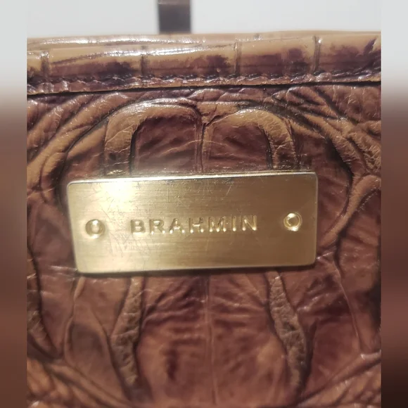 Brahmin Vintage Crocodile Embossed Leather Pecan Melbourne Small Handbag Tote - Picture 3 of 16